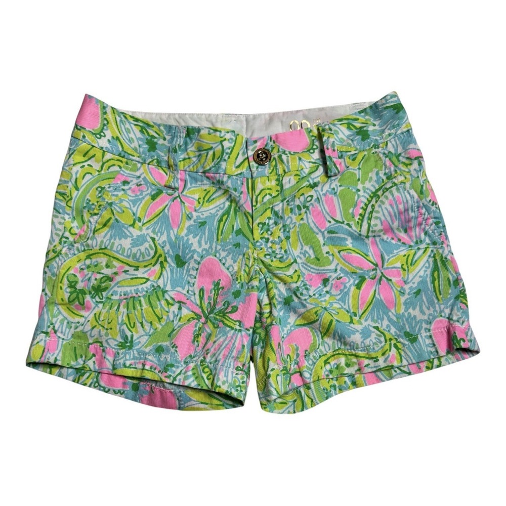 Women's Lilly Pulitzer Callahan Shorts Coconut Jungle Sz 00 Low Rise Vibrant Col